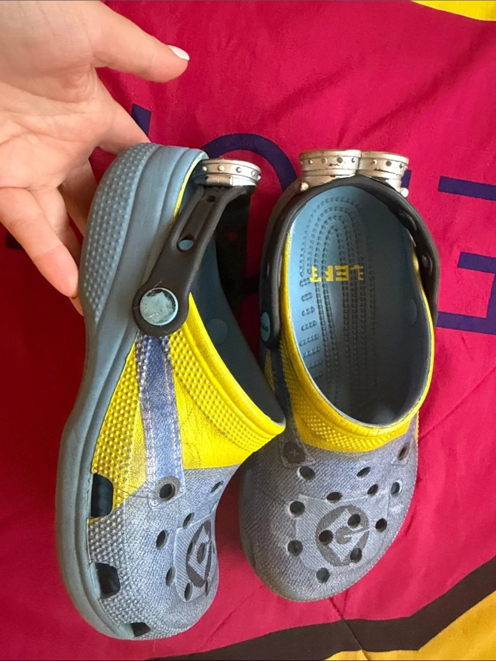 CROCS Minions Kids Yellow & Gray Slip-On Clogs with Heel Strap